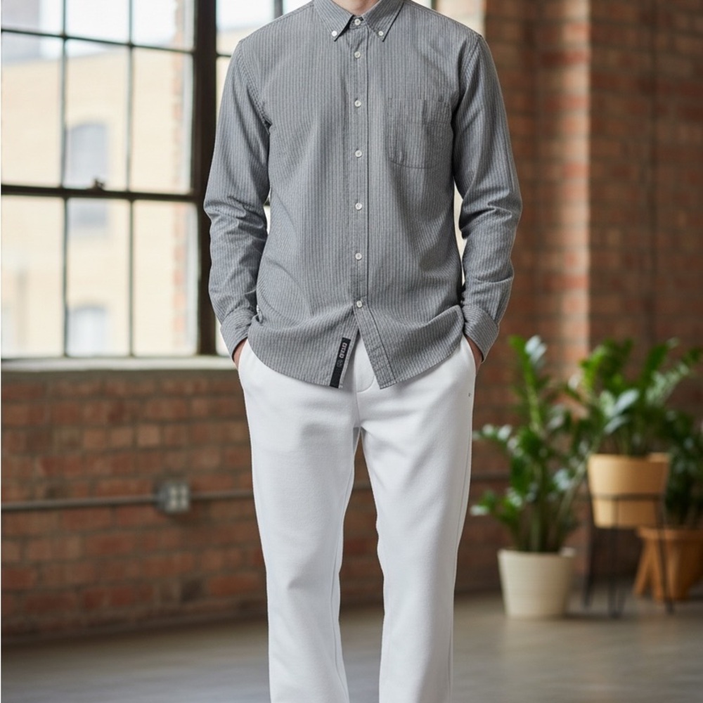 Banana Republic Men's Charcoal Button-Down Shirt medium nwt - Picture 6 of 9
